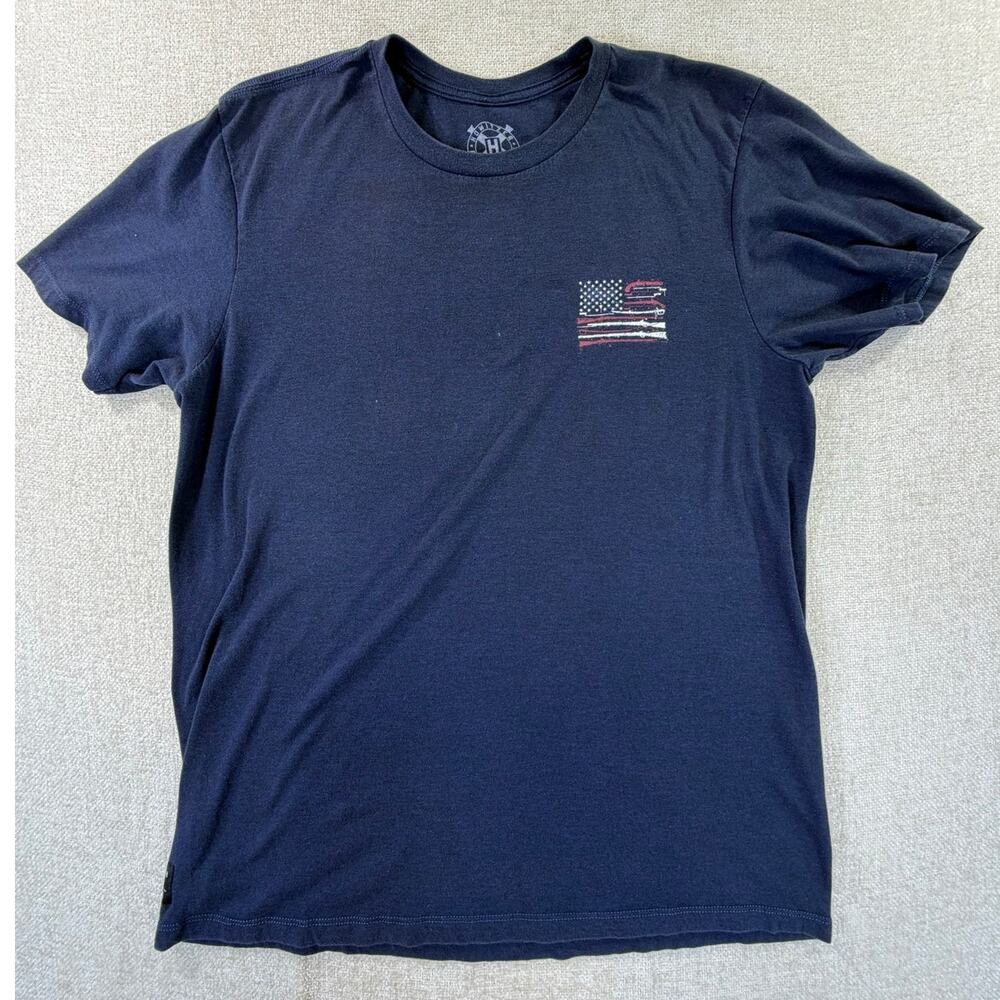 Howitzer Men Large Blue Short Sleeve Patriotic Graphic T Shirt Casual Tee Top